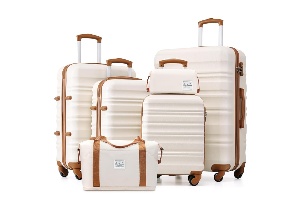 set of modern suitcases
