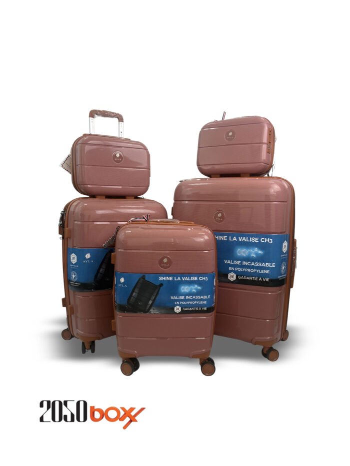 Ayla Shine CH3 – 5 Piece Luggage Set (Rose Brown Edition) - Image 1