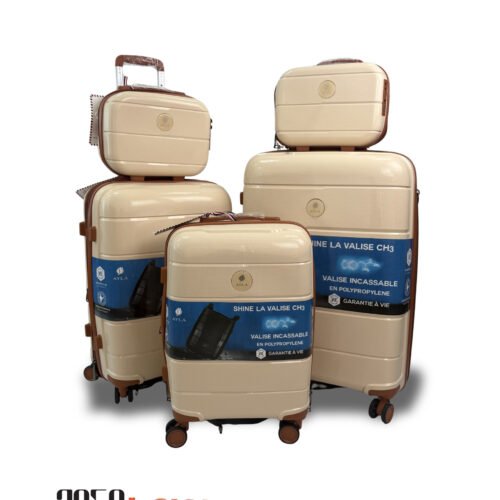 AYLA Shine CH3 Beige Edition – 5 Piece Luggage Set