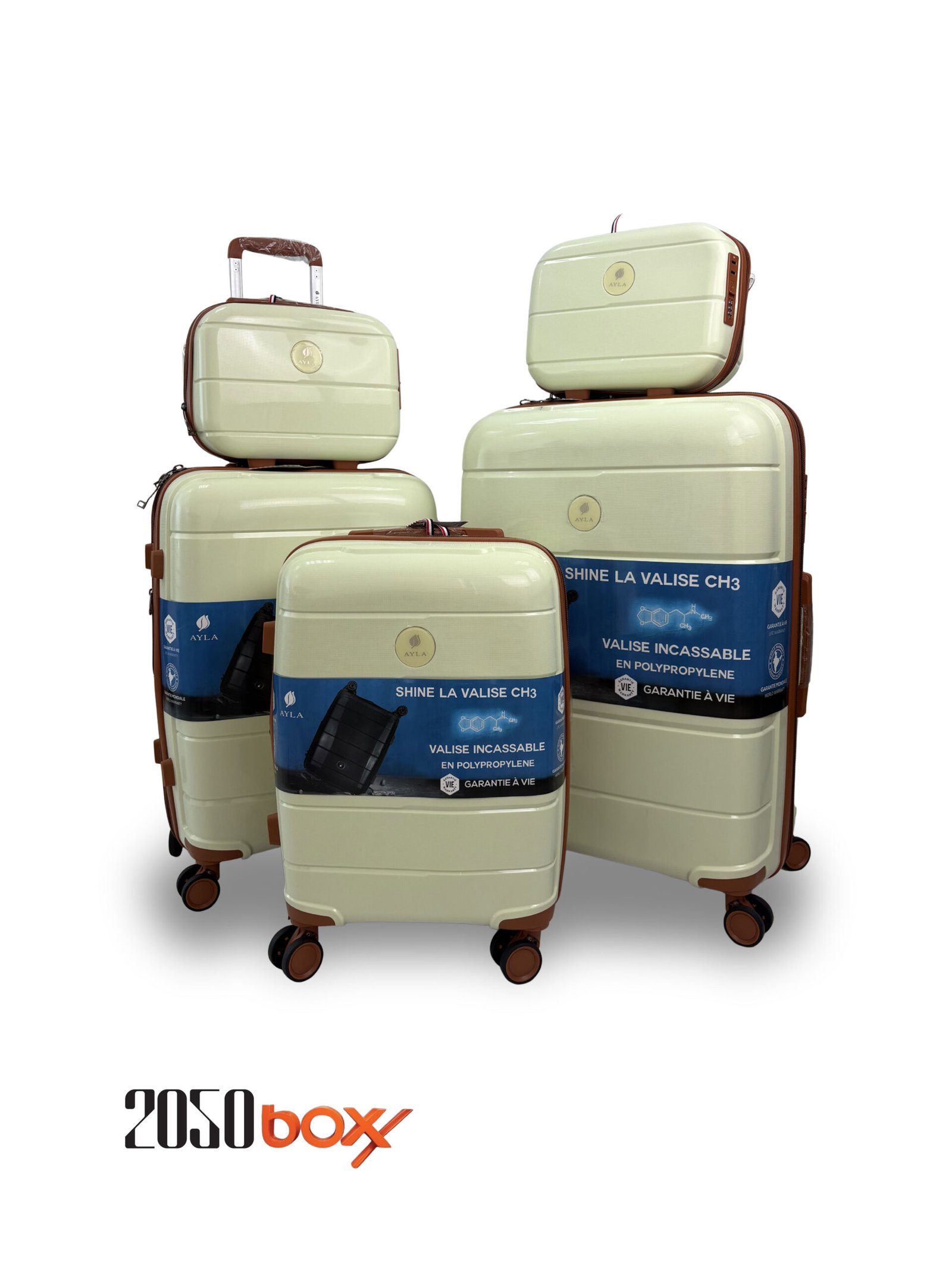 5-4 AYLA Shine CH3 – 5 Piece Luggage Set (Ivory Edition) - Image 1